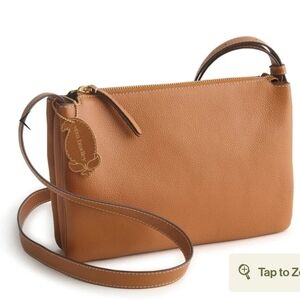 NWT Vera Bradley Foxbury Leather Crossbody Roasted Pecan